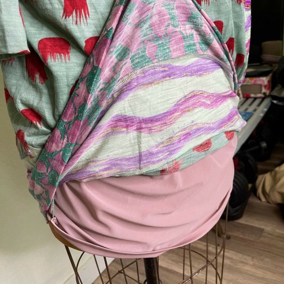 Tsumori Chisato Womens Multicolor Animal Boat Neck 3/4 Sleeve Shift Dress Size 3 - Picture 4 of 11